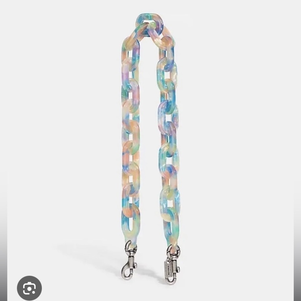 Coach Short Chain Strap With Recycled Resin CA836 blue multi